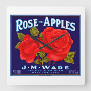 Rose Marken Äpfel Quadratische Wanduhr