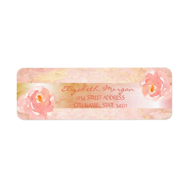Rose-Marmor StreifenAquarellfarben-Rose-Adressetik (Vorne)