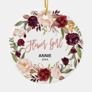 Rose Marsala Keramik Ornament