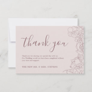 Rose Mauve Floral Wedding Dankeskarte
