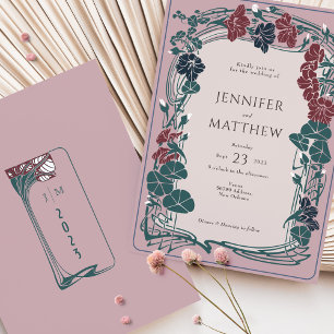 Rose Mauve Maroon Rot Sage Hochzeit Einladung