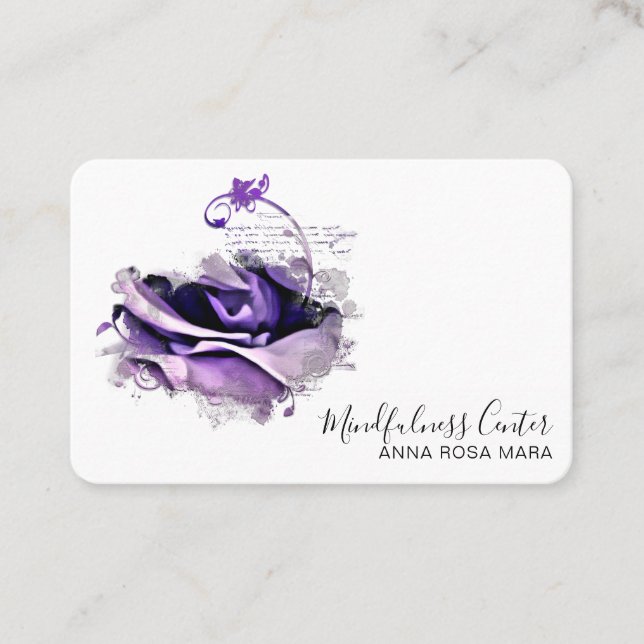 *~* ROSE Meditation QR Reiki Yoga Floral Blume Visitenkarte (Vorderseite)