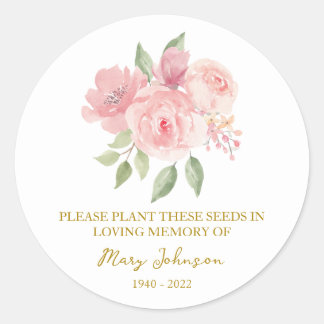 Rose Memorial Funeral Seed Packet Runder Aufkleber