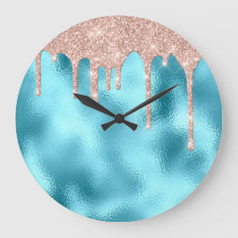 Rose Metal Spark Glitzer Tropfen Ocean Glitzer Große Wanduhr