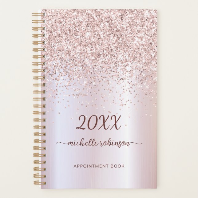 Rose métallisé éclat doré rose monogramme 2023 (Devant)
