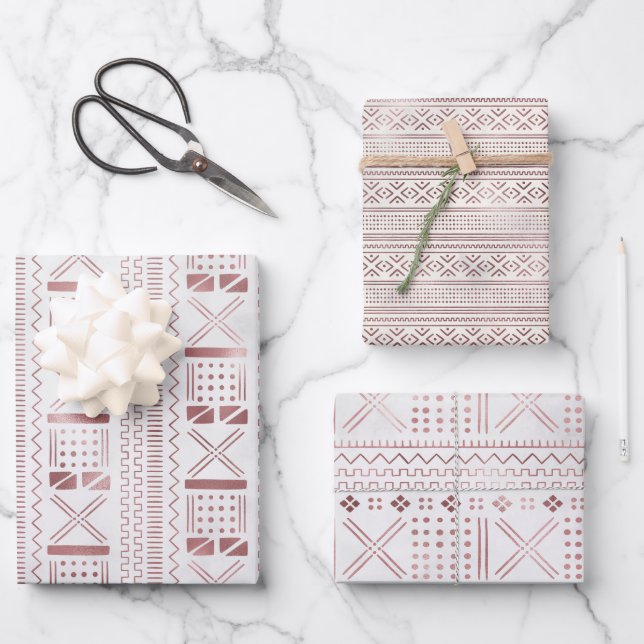 Rose Metallverpackungspapierblätter Geschenkpapier Set (Vorderseite)