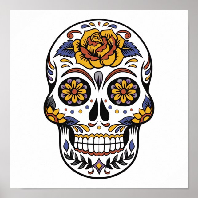 Rose Mexican Sugar Skull Day of the Dead Poster (Vorne)