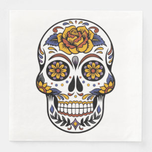 Rose Mexican Sugar Skull Day of the Dead Serviette
