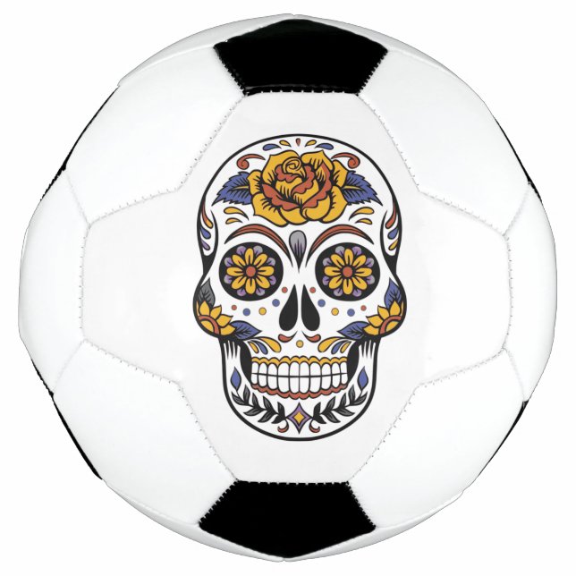 Rose Mexikanischer Zuckerschädel Tag der Toten Fußball (Vorderseite)