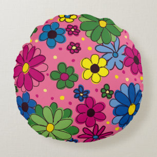 Rose mignon avec Fleurs colorées Coussin