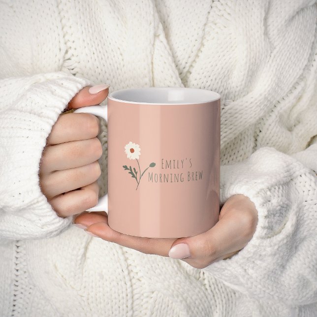 Rose Minimalist Gänseblümchen & Text Moderner Baue Kaffeetasse (Von Creator hochgeladen)