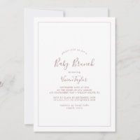 Rose minimaliste Gold Bébé Brunch Invitation