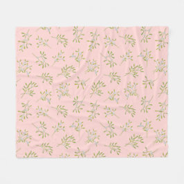 Rose Mistletoe Winter Fleece Blanket