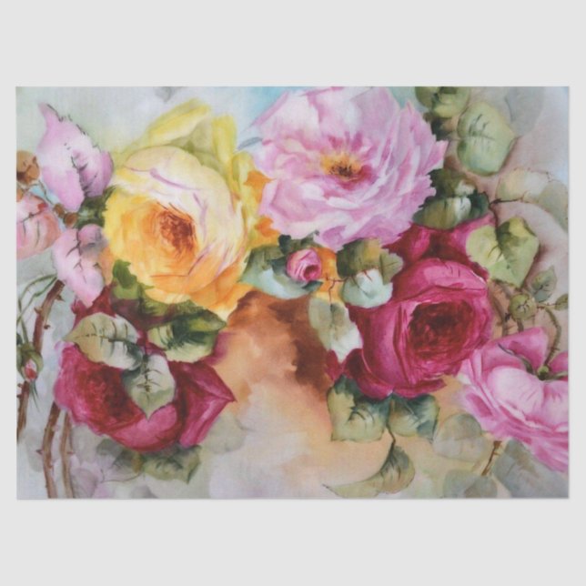 Rose mit antiken Handgemälden verschenken Gewebe Seidenpapier (Vorderseite)