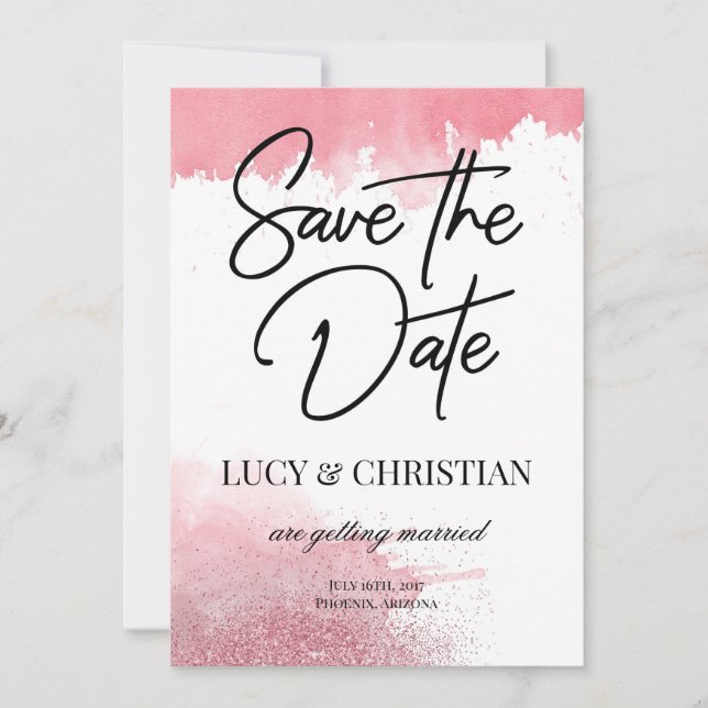 Rose mit Aquarellfarben - Einfache Gold Save the D Date (Vorderseite)