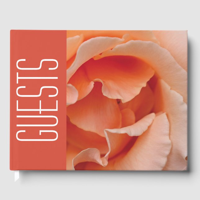 Rose mit benutzerdefiniertem Pfirsichfarbstoff Gästebuch (Vorderseite)