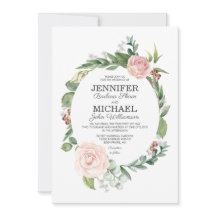 Rose mit Blumen und Grünkraut Einladung zur Hochze