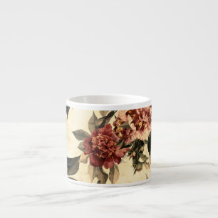 Rose mit Blumengeflecht, Peonies-Muster. Espressotasse