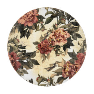 Rose mit Blumengeflecht, Peonies-Muster. Schneidebrett