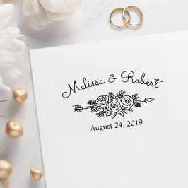 Rose mit Blumenstrauß Save the Date Hochzeit Gummistempel