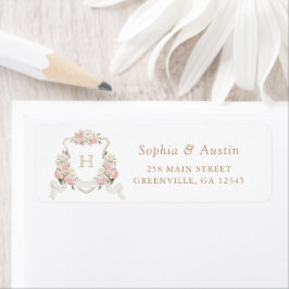 Rose mit Blütenblüte Hochzeiten Wappen Rücksendead