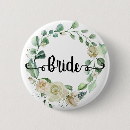 Rose mit Bride-Hand-Schriftzeichen Button