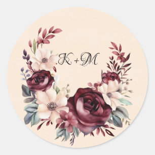 Rose mit Burgund und Creme Runder Aufkleber