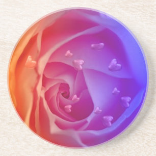Rose mit den Herzen, blau Getränkeuntersetzer