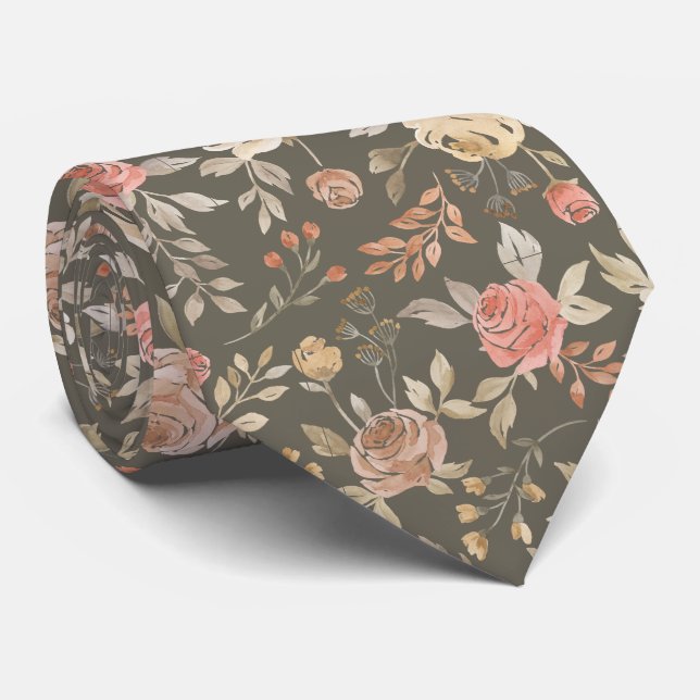 Rose mit dunklem Schnittmuster Krawatte (Gerollt)