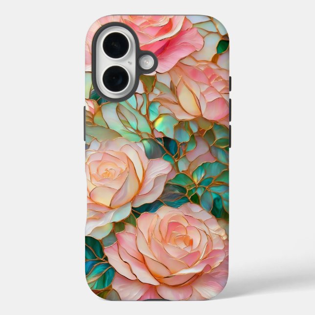 Rose mit festgehaltenem Glaseffekt - Gehäuse iPhone 16 Hülle (Rückseite)