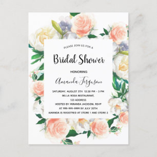 Rose mit floralen Aquarellen, goldfarben, rosa Bra Postkarte