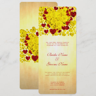 Rose mit gelbem und rotem Herz laden zu Hochzeiten Einladung