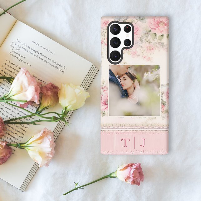 Rose mit Girl-Rose mit Foto und Monogramm Samsung Galaxy Hülle (Von Creator hochgeladen)