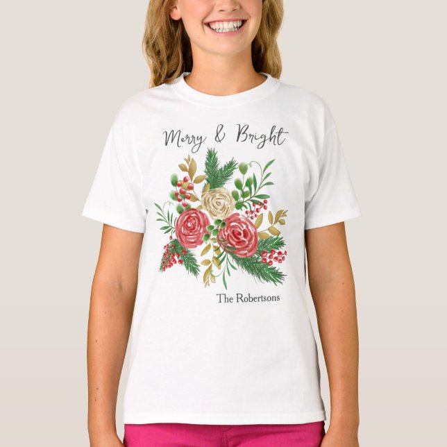 Rose mit glatter Wasserfarbe Kinderurlaub T-Shirt (Vorderseite)