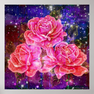 Rose mit Glitzern-Poster Poster