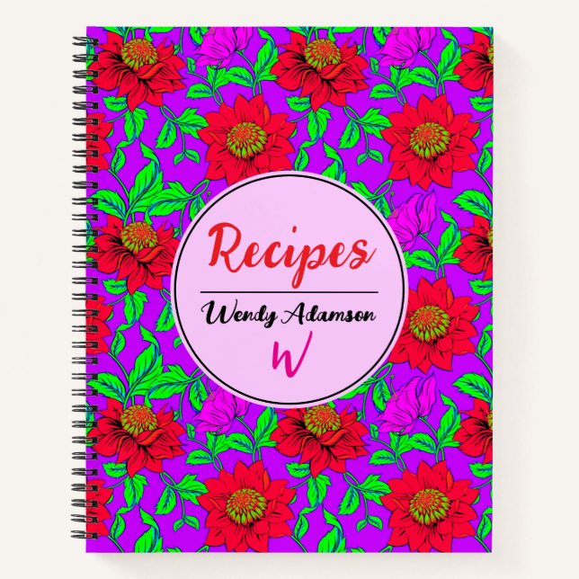 Rose mit hübschem Rotem Chic | Elegantes Blumenrez Notizbuch (Vorderseite)