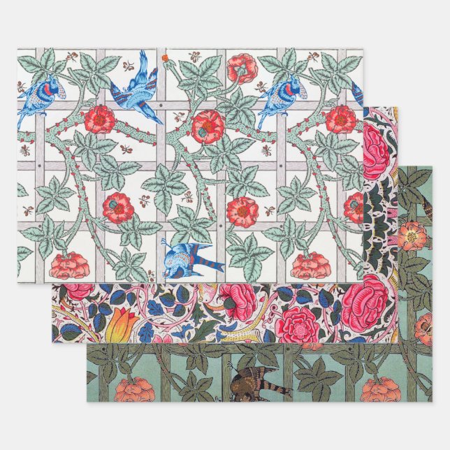 Rose mit kleinem Vogel, William Morris Geschenkpapier Set (Set)
