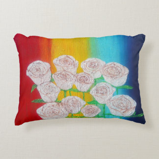Rose mit mehrfarbigem Hintergrund Dekokissen