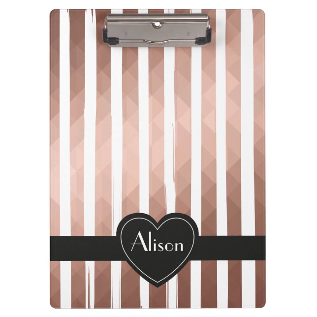 Rose mit personalisiertem Namen; eleganter, modern Klemmbrett (Vorderseite)
