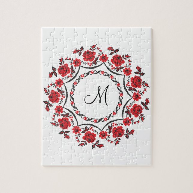 Rose mit Personalisierter Monogramm (Vertikal)