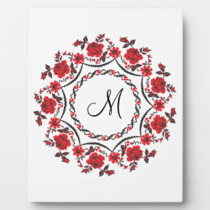 Rose mit Personalisierter Monogramm Fotoplatte