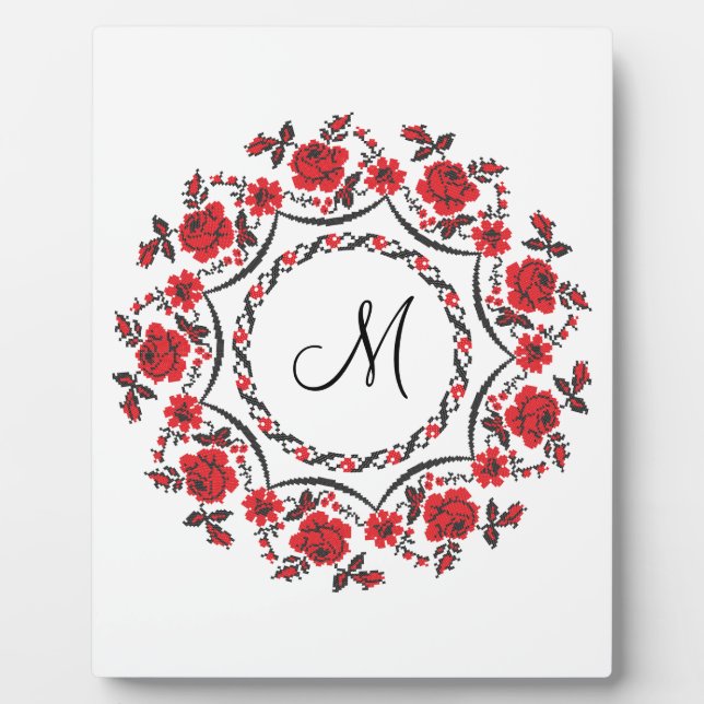 Rose mit Personalisierter Monogramm Fotoplatte (Vorderseite)