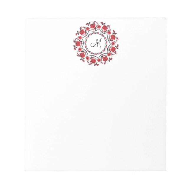 Rose mit Personalisierter Monogramm Notizblock (Vorderseite)