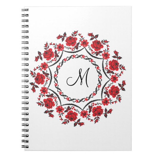 Rose mit Personalisierter Monogramm Notizblock (Vorderseite)