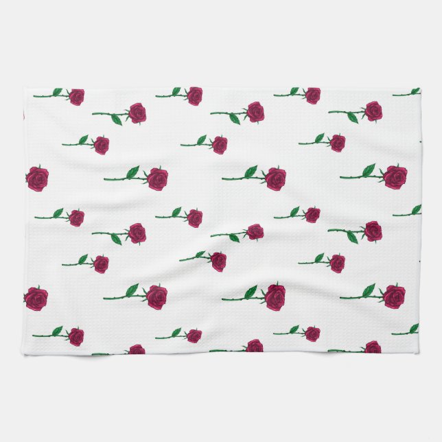 Rose mit romantischem Valentinstag-Design Geschirrtuch (Horizontal)