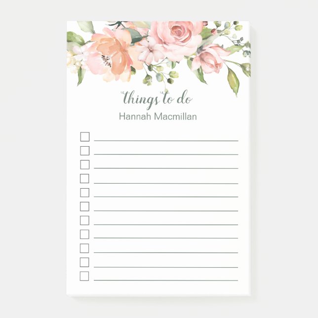 Rose mit rosa Aprikose| Liste Post-it Klebezettel (Vorderseite)