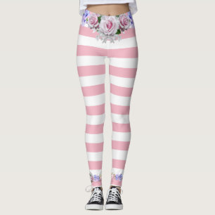 Rose mit rosa Streifen Leggings