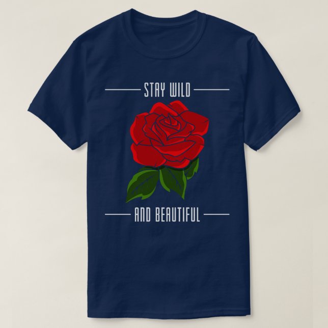 Rose mit roten Blätter T-Shirt (Design vorne)