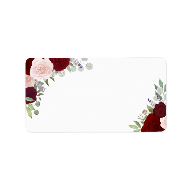 Rose mit roter und rosa Wasserfarbe Leere Hochzeit Adressaufkleber (Vorne)