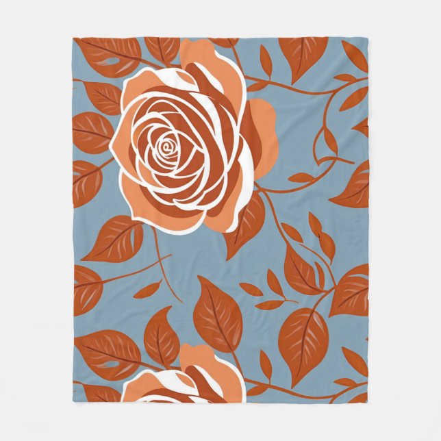 Rose mit warmen Orangetönen und Rost Fleecedecke (Vorderseite)